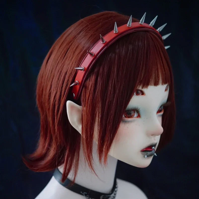 Original hecho a mano gótico Lolita remache aro de pelo Punk oscuro Cosplay sombreros de Halloween Cruz corazones colgante sombreros accesorios para niñas