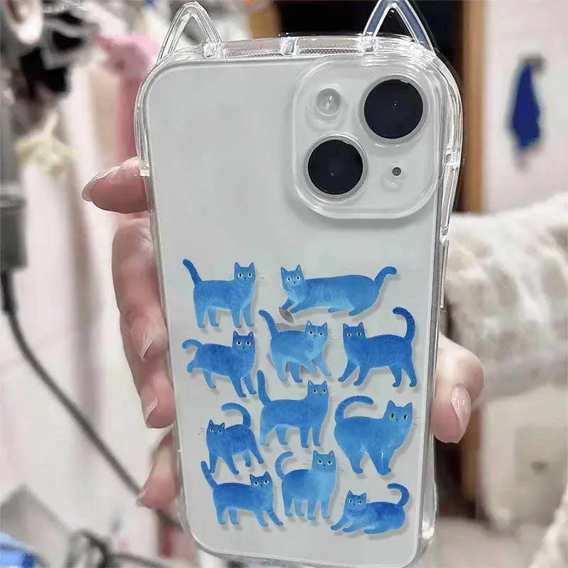 

Милый мультяшный чехол с котиками, противоударный, для iPhone 17 Pro Max, 16 Plus, 15, 14, 13, 11, силиконовый чехол для iPhone 12, XR, XS, X