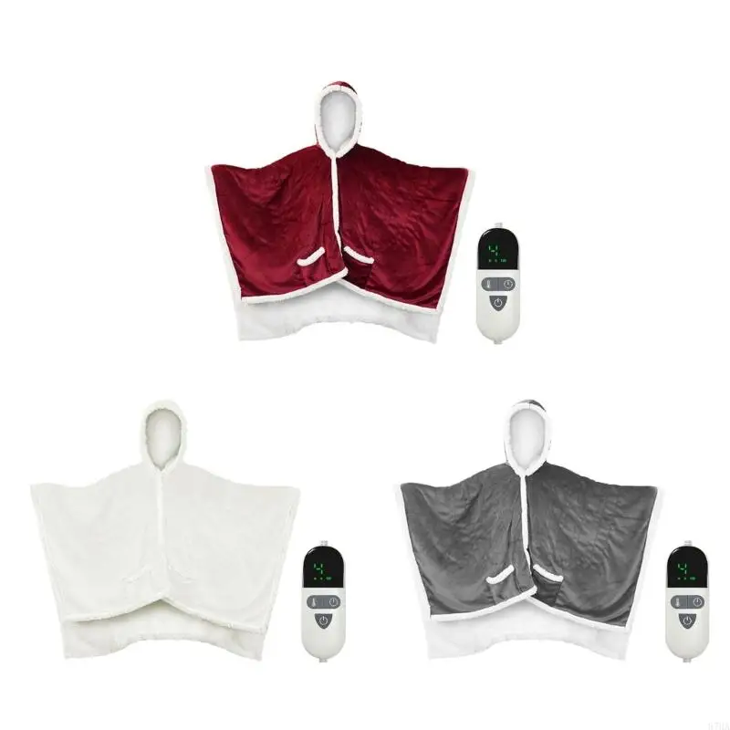 Heated Wearable Shawl For Home Office Use Soft Fleece Electric Heating Blanket With Overheating Protections Technology 87HA