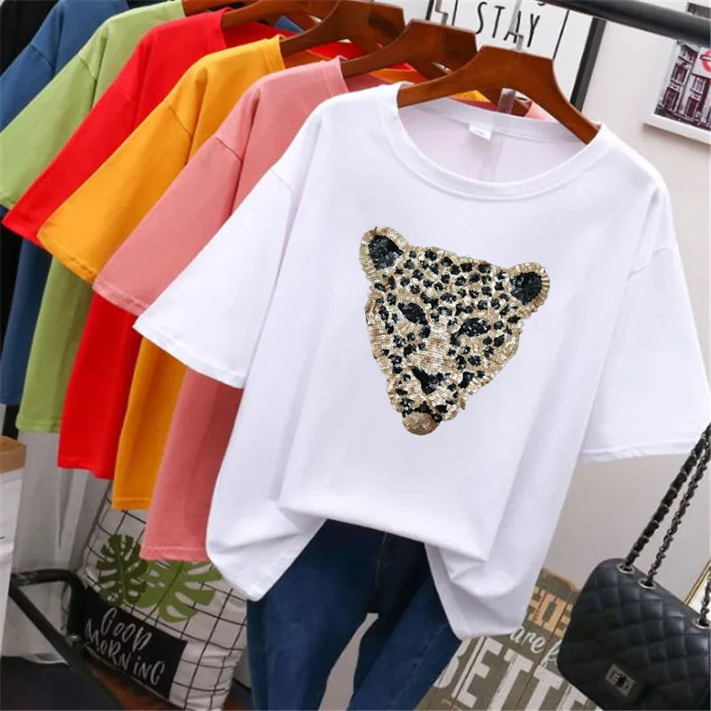 Lettere animali paillettes testa di leopardo può essere cucita su toppe per abbigliamento decorativo per zaino cappello e altro decorativo per cucire