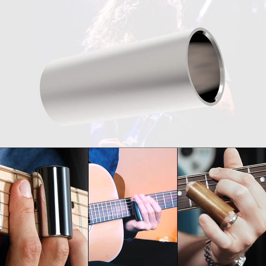 Mugig 60mm Guitar Slide Stainless Steel Guitar Smooth Edge Knuckle Slide Electric Acousitc Guitar Pitch Slide Ring Blues Jazz