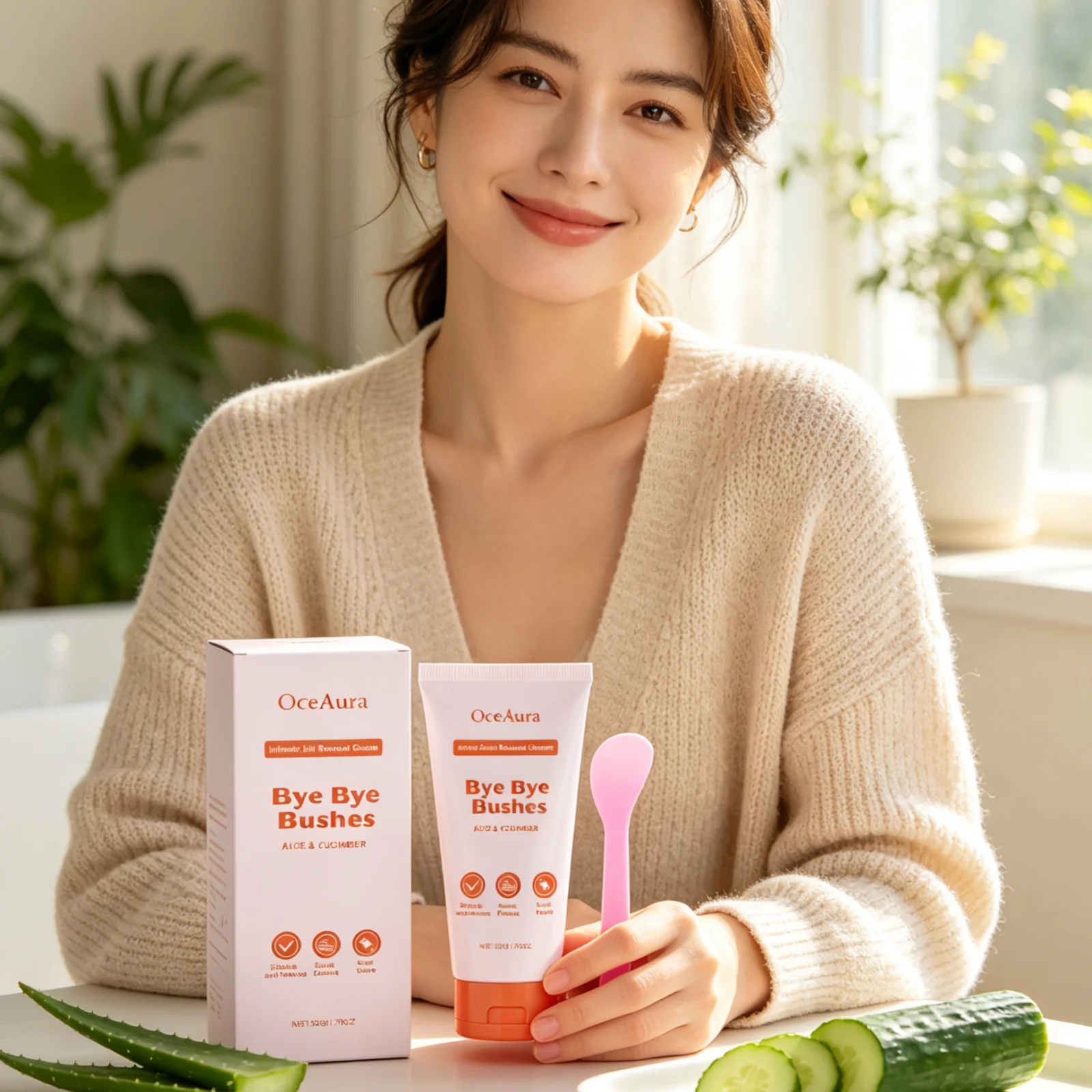 OceAura Gentle Hair Removal Cream Suitable for Sensitive Skin Care Smooth Non Irritating Painless Depilatory Cream with Scraper