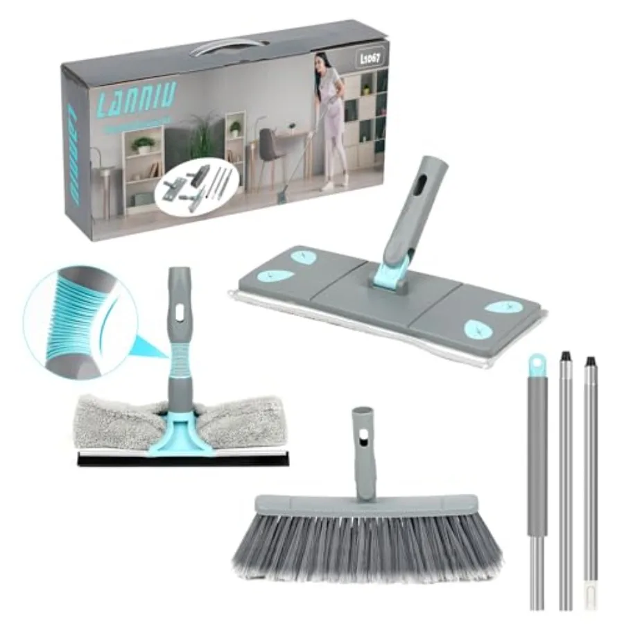 

Набор 3-в-1: Отсоединяемая швабра и метла для уборки дома, складная метла и швабра для автодомов, кемпинга, дома, общежития, с удлинительной ручкой