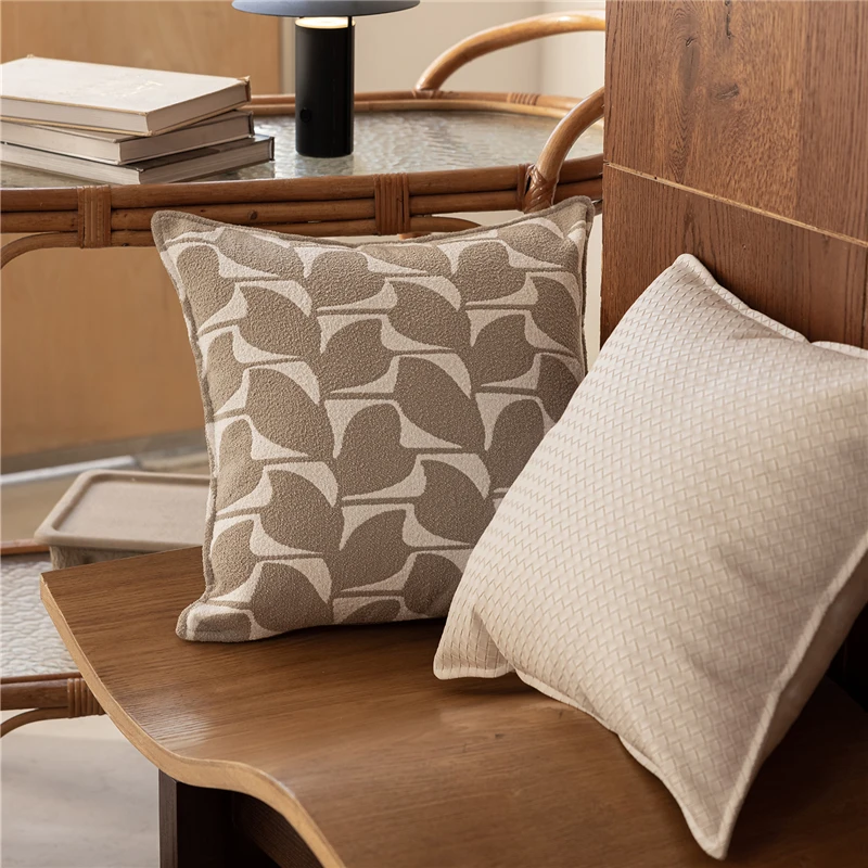 45X45CM Nordic Cream Fresh Throw Pillow Cover Light Brown Abstract Stamping Waist Cushion Cover Decor Home Decorative Pillowcase