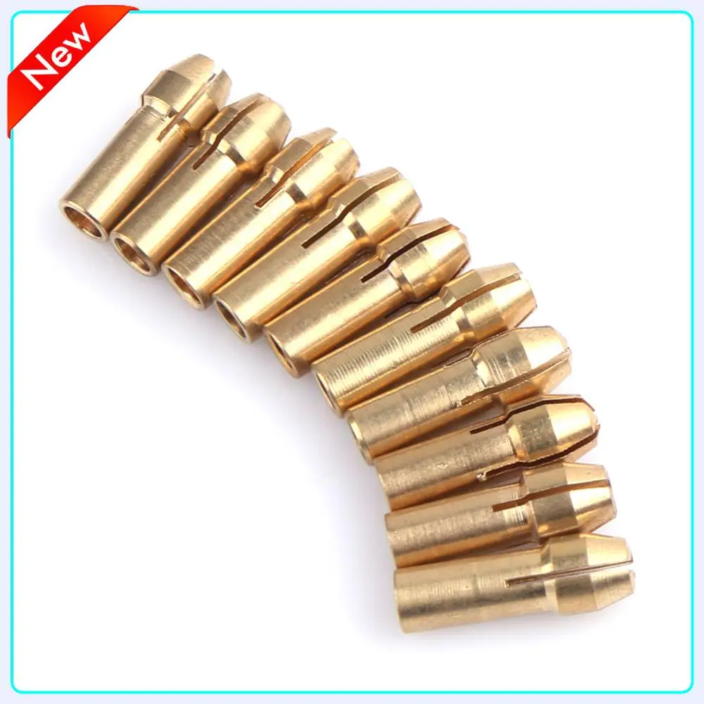 

10pcs Mini Brass Collets Chucks Power Tool Drill Brass Collet Accessories Mini Drill Chucks for Twist Drill Motor Shaft Grinder