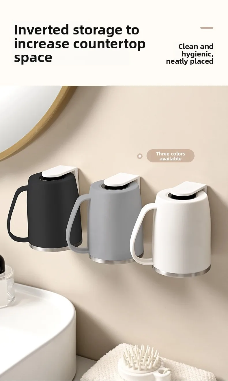 Magnetic Toothbrush Cup With Wall Mounted Stainless Steel Holder_voghion.com