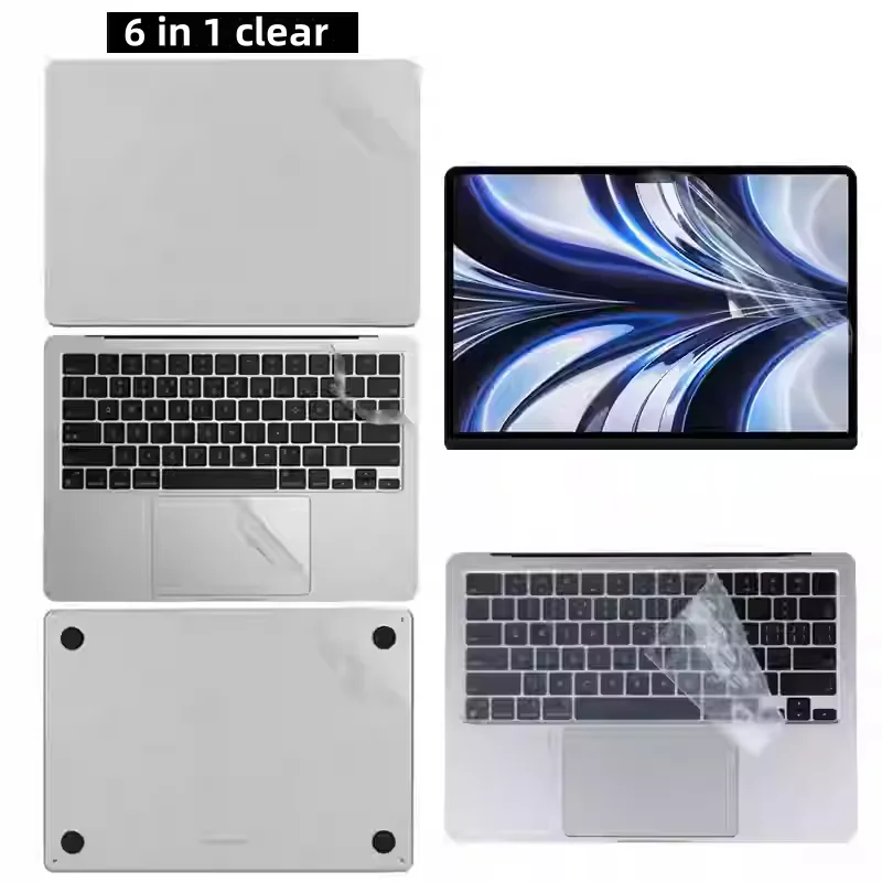Full Body Matte Clear Sticker Decal for MacBook air 15.3 M3M2 M4 A3114 2025 2024 13.6 A3240 Touchpad + Palm Rest Skin Protective