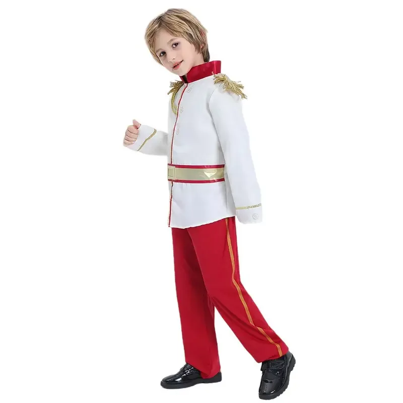 Handsome Boy Middle Ages Noble Royal Charming Prince Cosplay Outfit For Kids Carnival Party Halloween Costumes