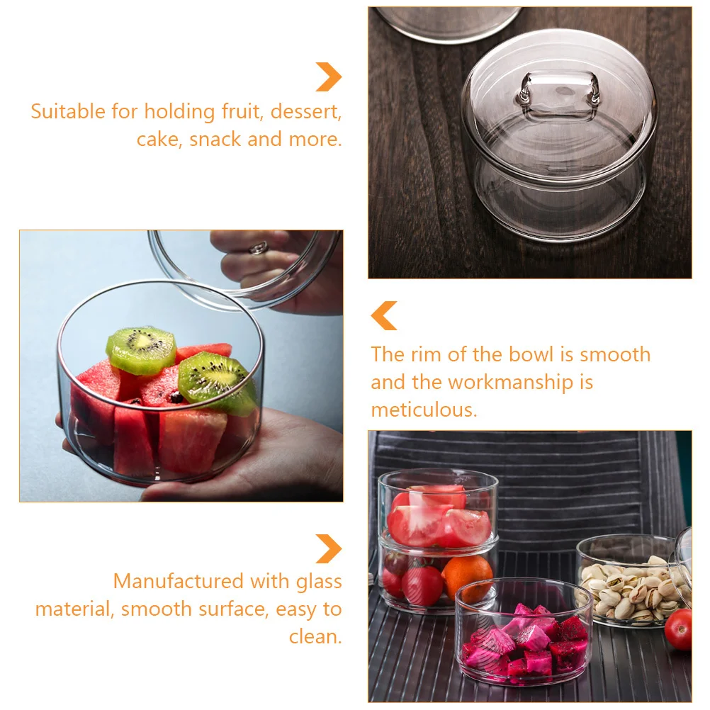 حاويات فواكه زجاجية مزدوجة الطبقات مع أغطية 400 مل 2 عبوة أوعية تخزين شفافة للوجبات الخفيفة والآيس كريم للاستخدام المنزلي في المطبخ #4