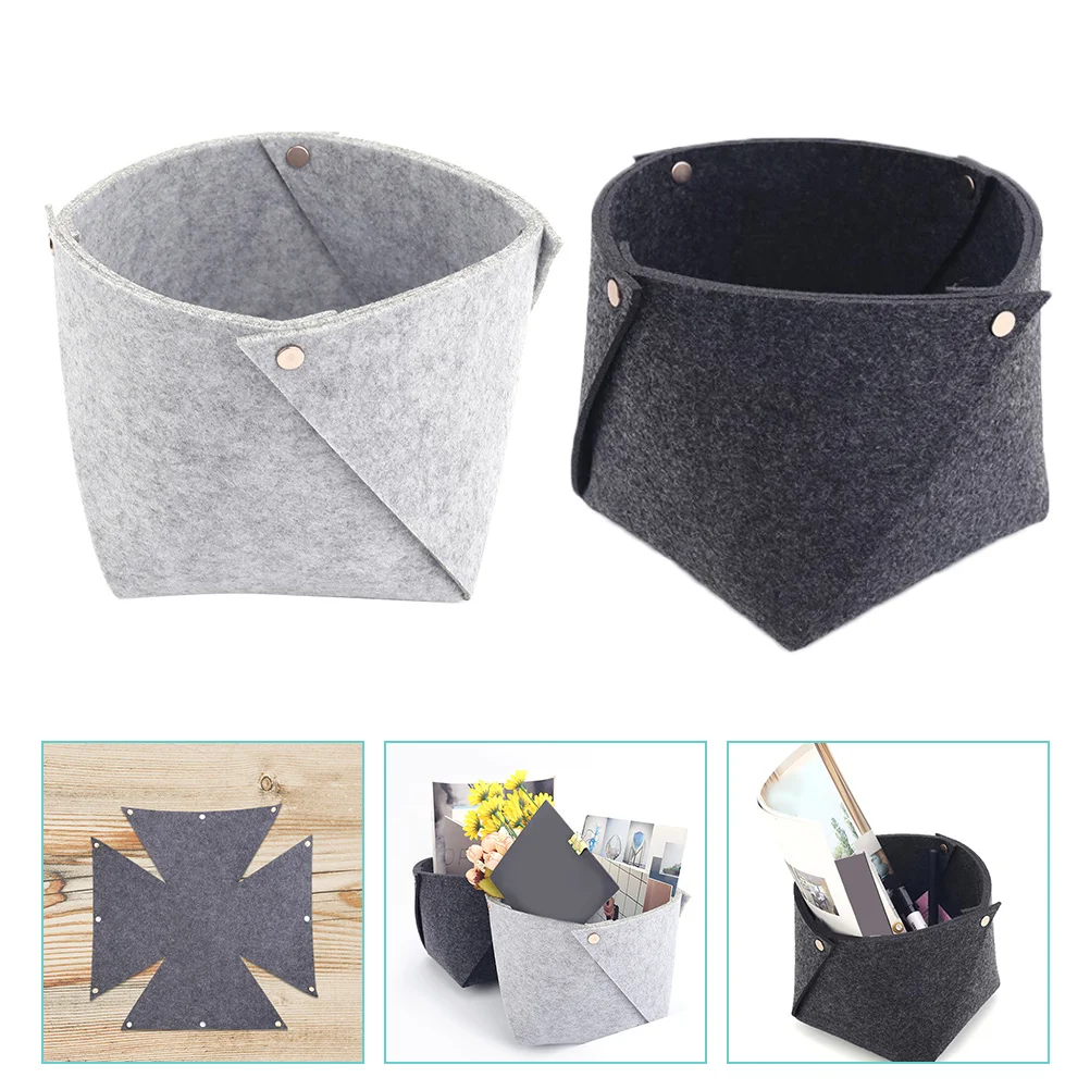 

2 Pcs Car Decor Felt Organizer Basket Storage Box Bin Foldable Bins Magazine Child