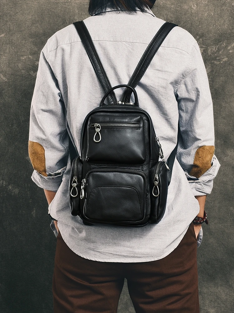 

Роскошная мужская нагрудная сумка первого слоя из воловьей кожи для путешествий на открытом воздухе, повседневный женский многофункциональный рюкзак из натуральной кожи ручной работы