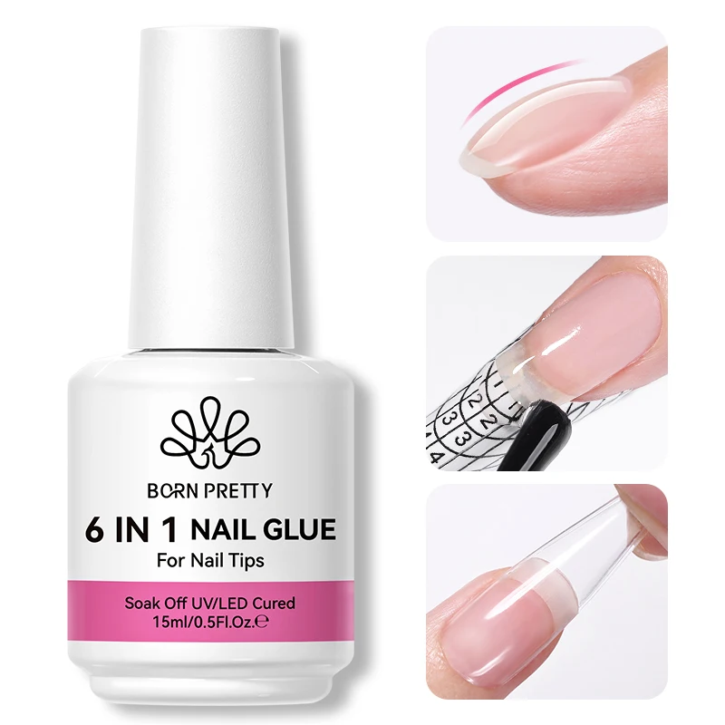 Fausse faillite N PRETTY-Gel de colle à ongles 6 en 1, gel de base d'ongle acrylique, couche de finition, Soak off, extension UV, document d'eau, faux ongles, 15ml