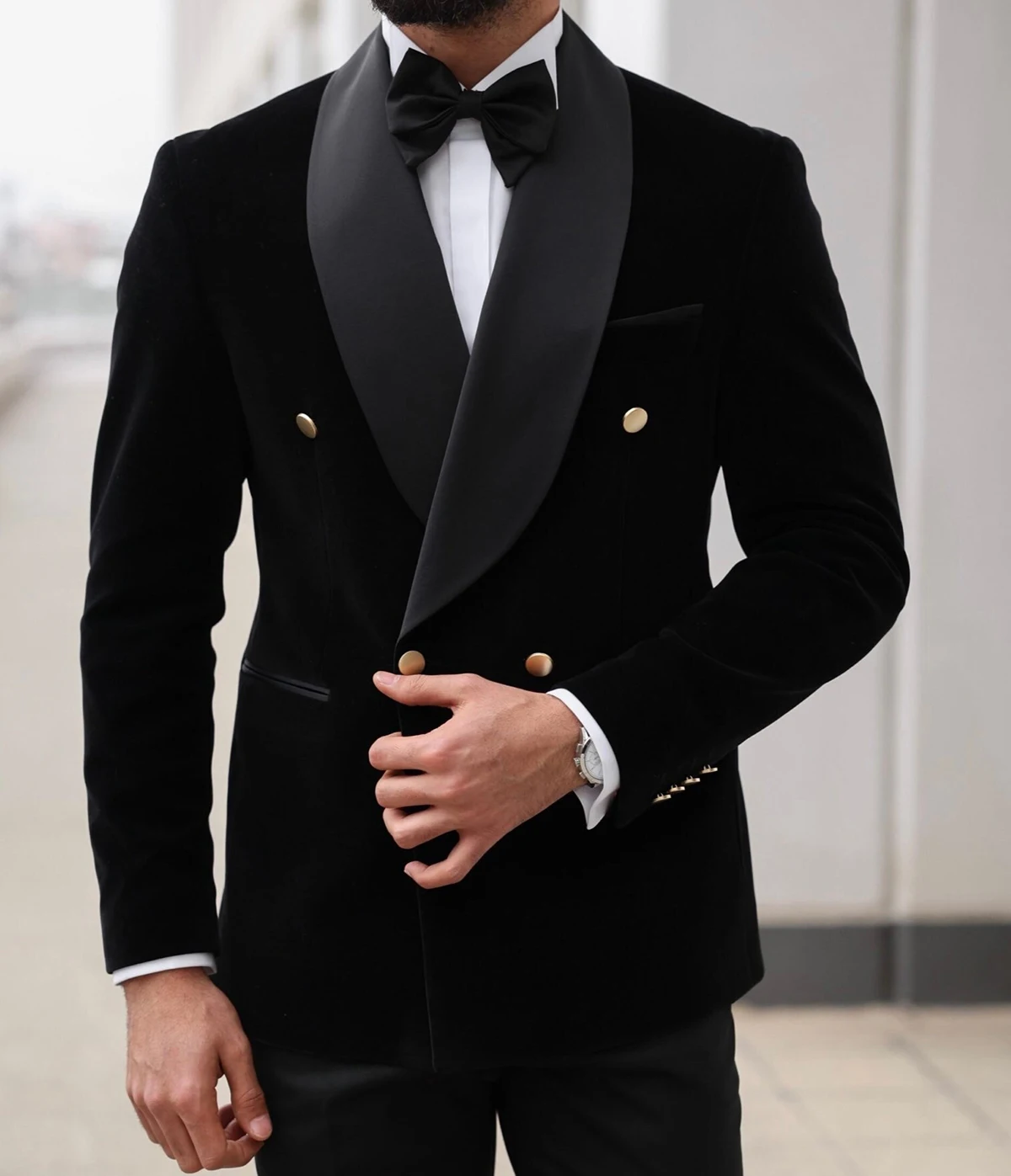 Classic Velvet Wedding Men's Suit Smooth Fit Slim 2-Pieces Coat Pants Party Tailor-Made Groom Formal Occasions Size Customized