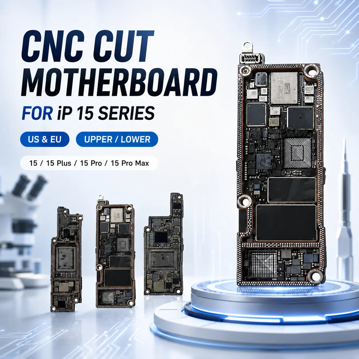 CNC Cut Motherboard for iP 15 Pro Max 15 Plus 4G 5G Logic Board CPU AP RF Baseband Swap Polishing Repair Replacement