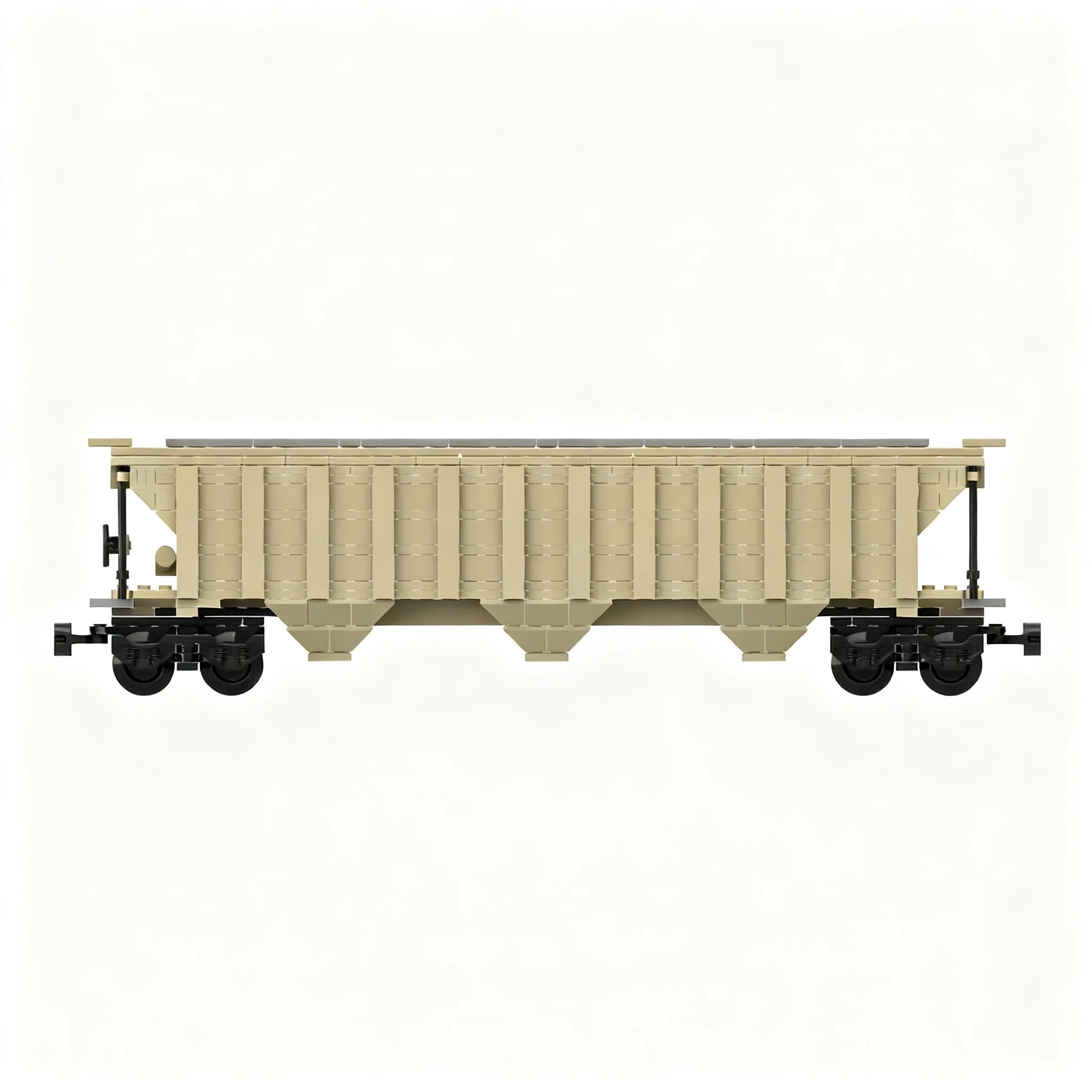 518pcs MOC Train 3-Bay Covered Hopper Rib-Sided Model Building Blocks Toy Craft Art Birthday Education DIY Display Idea Assemble