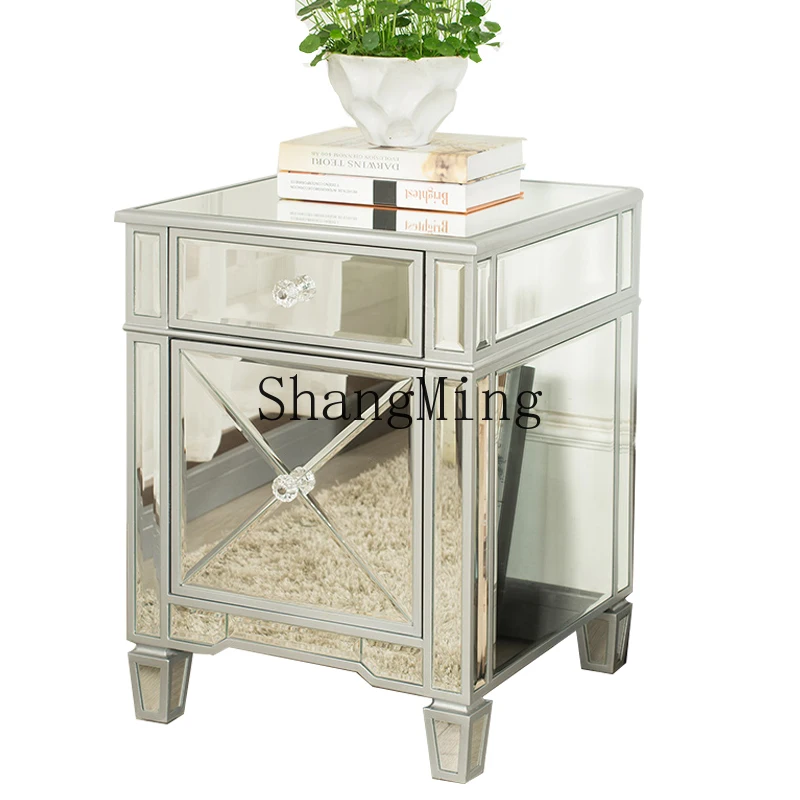 

LXY simple modern home mirror light luxury bedside storage small cabinet