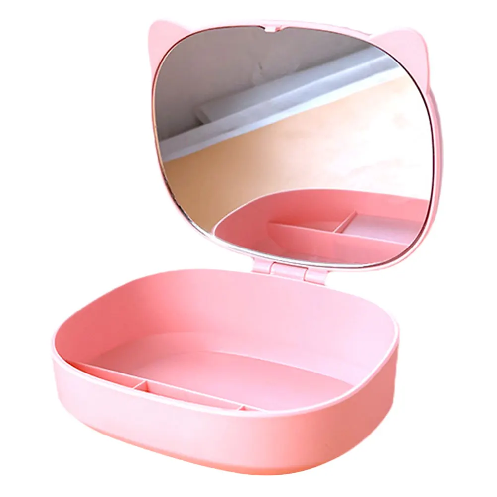 Cartoon Cat Ears Jewelry Storage Box Plastic Compact Multi grid Durable Necklace Earrings ganizer Space saving Home Decor