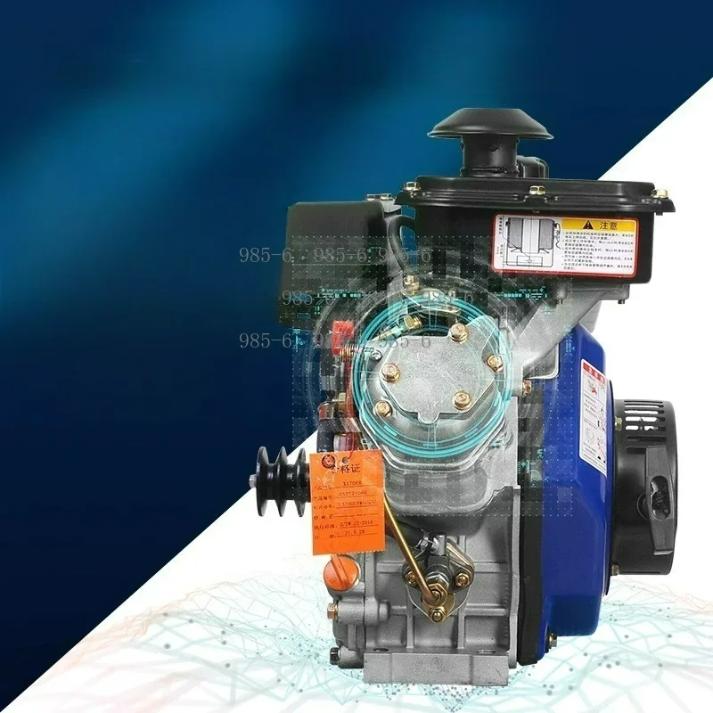 170F Air-Cooled Direct Injection Diesel Engine, Small Single Cylinder 4-Stroke for Agricultural & Industrial Machinery