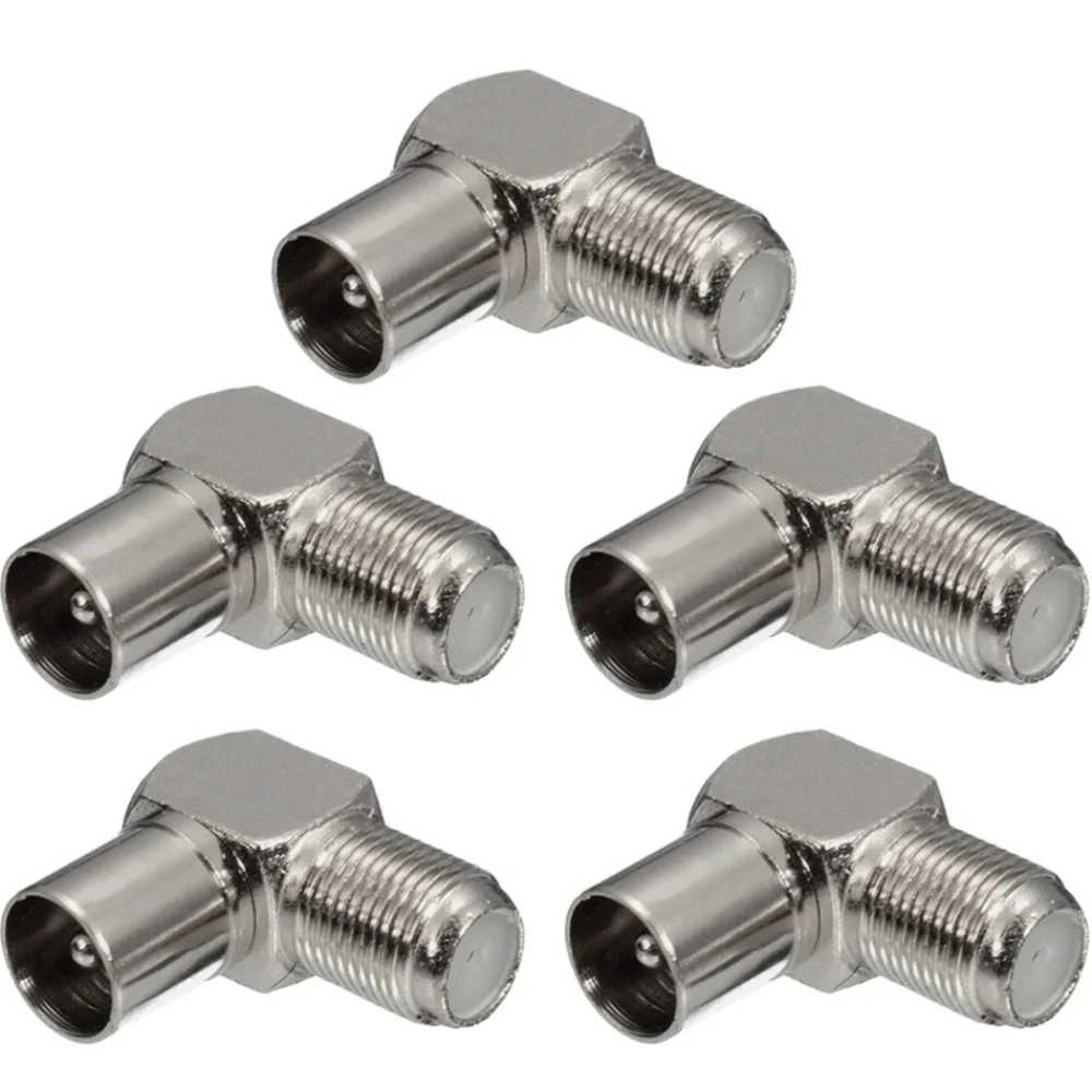 5PCS Full Copper UK F Type To TV Plug Right Angle F Female To RF 9.5mm Male STB Coaxial Adapter Connector