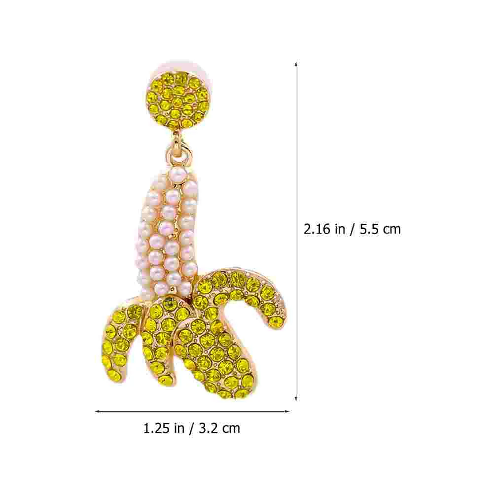 Banana Earrings Daily Wear Stud Cartoon Crystal Dating for Women Alloy Rhinestone Fun