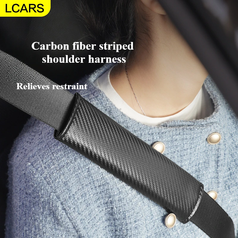 

Lcars-2025 New Carbon Fiber Striped Seat Belt Cover Car Interior Products, Easy to Install, Velcro Style Seat Belt Shoulder Cover