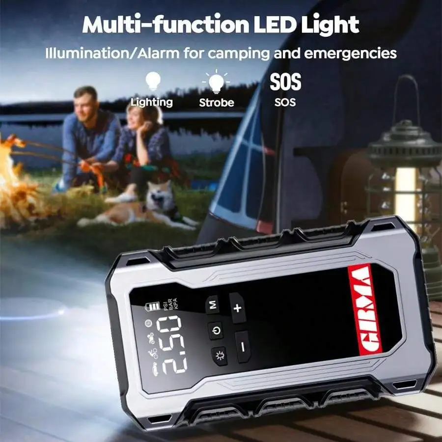 

12V Portable Car Jump Starter With LED Light For RV Motorcycle Emergency Booster