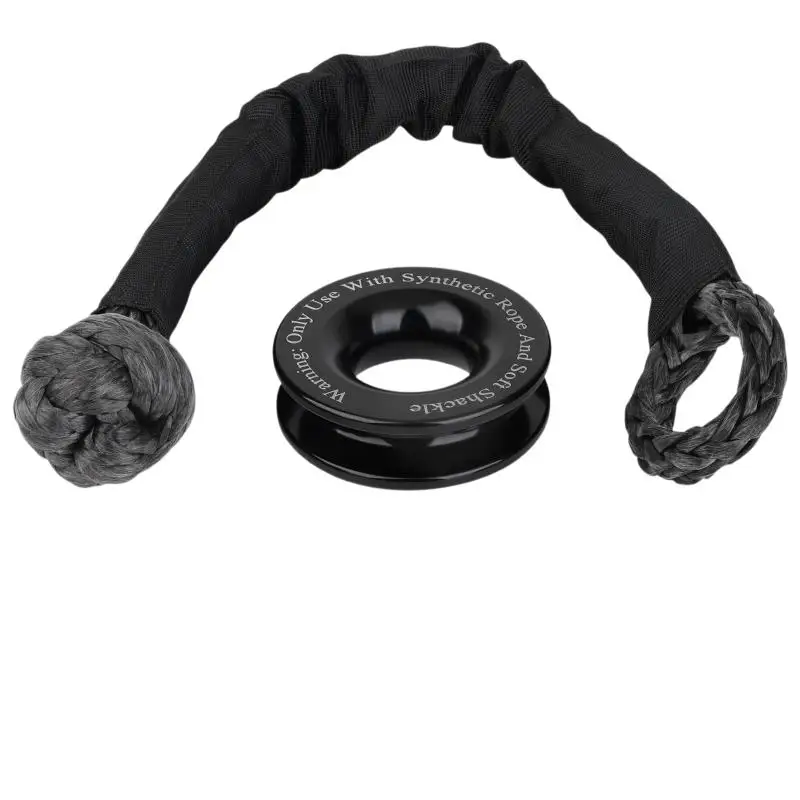 Heavy Duty Recovery Ring Snatch Block Soft Shackle Lightweight Tow Winch Rope for ATV UTV Truck Outdoor Recovery