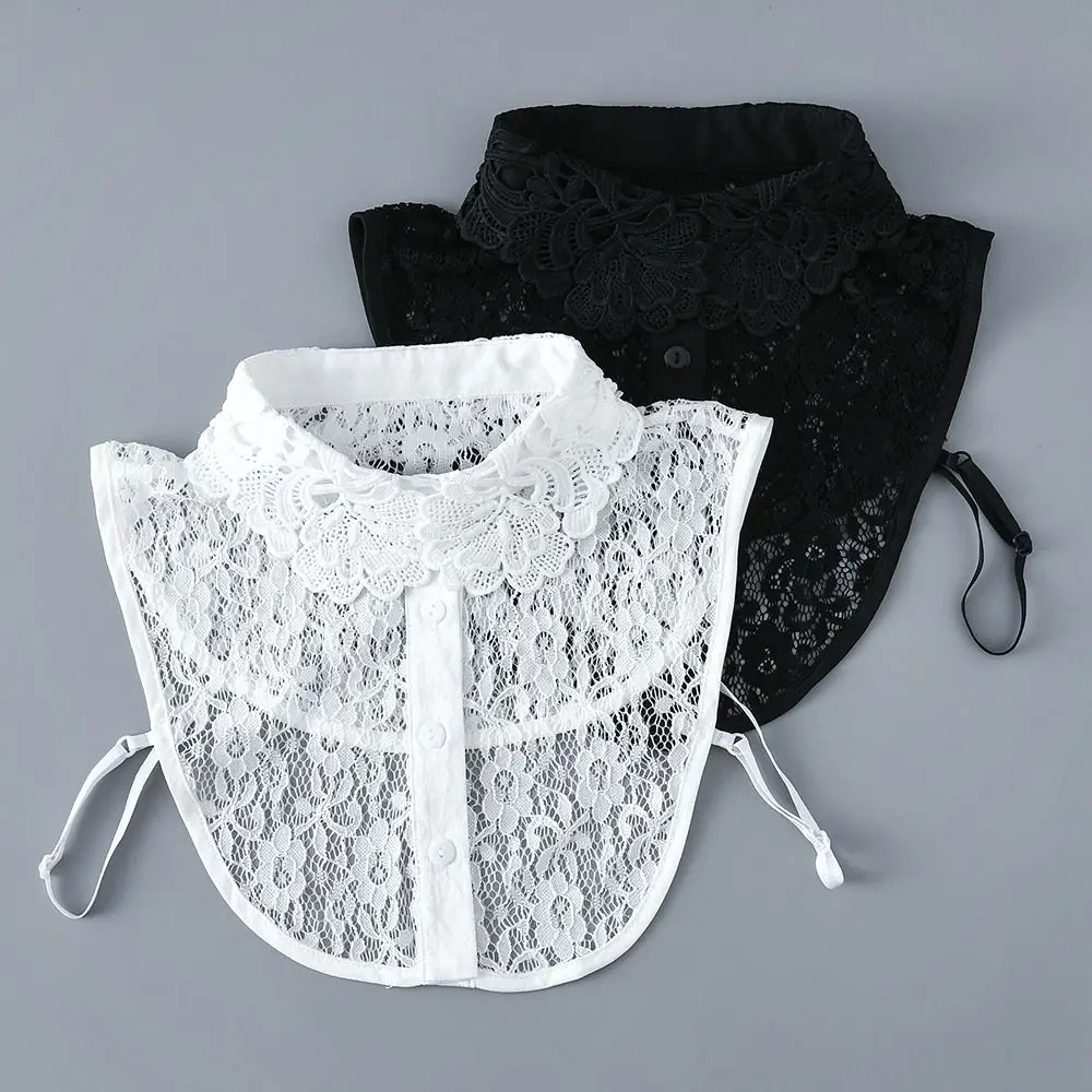 Accesorio de ropa, cuello falso desmontable, encaje blanco, negro, cuello falso, chal ajustable, envoltura para mujeres y niñas