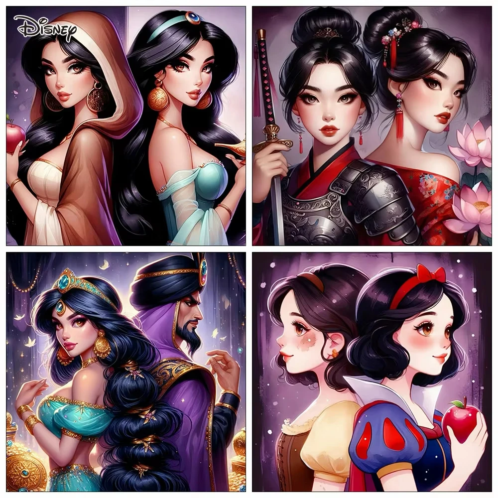 Kits de pintura de diamante 5D DIY de Disney, artesanías, retrato de mosaico acogedor, bordado de diamantes de imitación de Mulan, princesa jazmín, nuevo juguete de decoración para el hogar