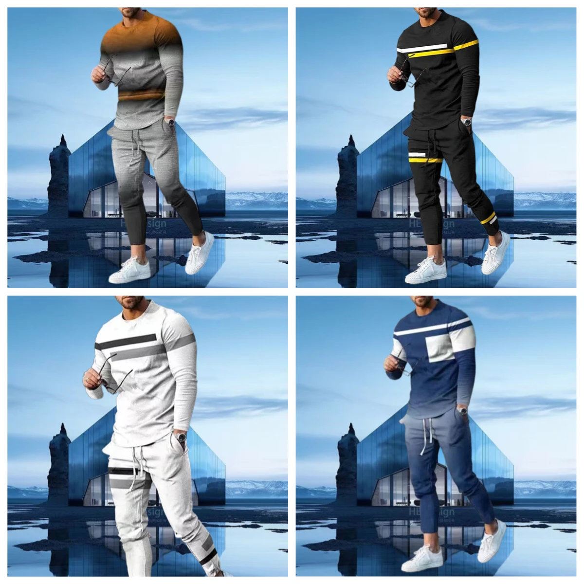 

2025 Fashion Urban Trend Men's 3D Printing Men's Short-sleeved Trousers Suit Breathable Quick-drying Casual Sports Men's Suit