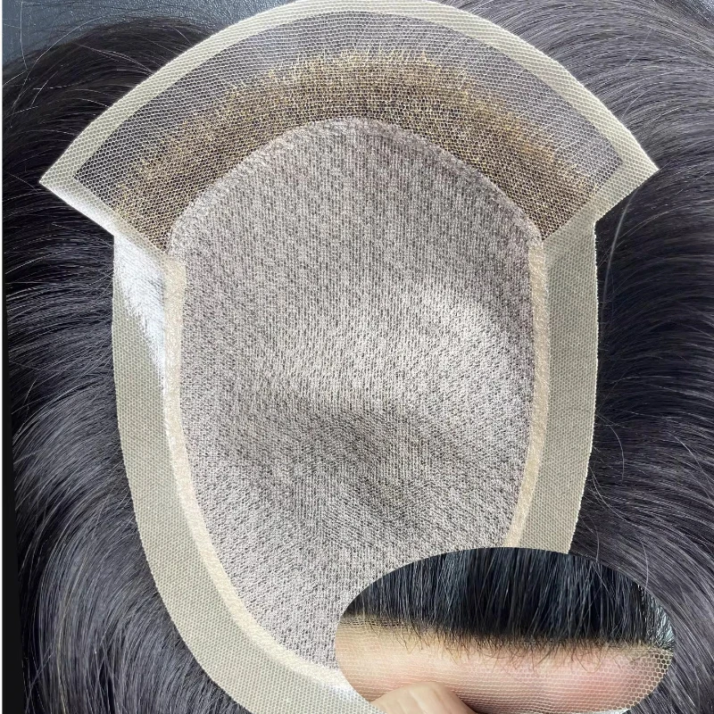 Men's real hair reissue piece forehead bleaching buckle real