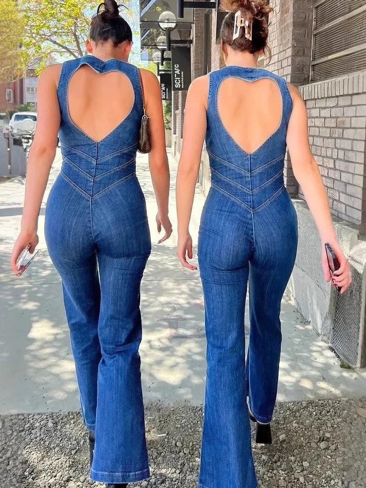 

High Waist Bal Hollow out Jumpsuit Long Pants Straight Leg Fabric Content 00% No Brand Label Women's One-Piece Suit