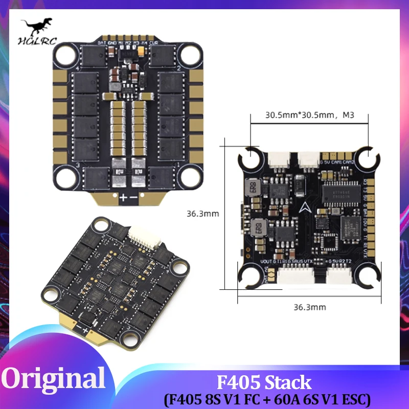 

HGLRC F405 Stack F405 8S V1 30.5*30.5mm ICM42688P Flight Controller 60A 6S V1 ESC Support DShot600/300/150 for FPV Drone Parts