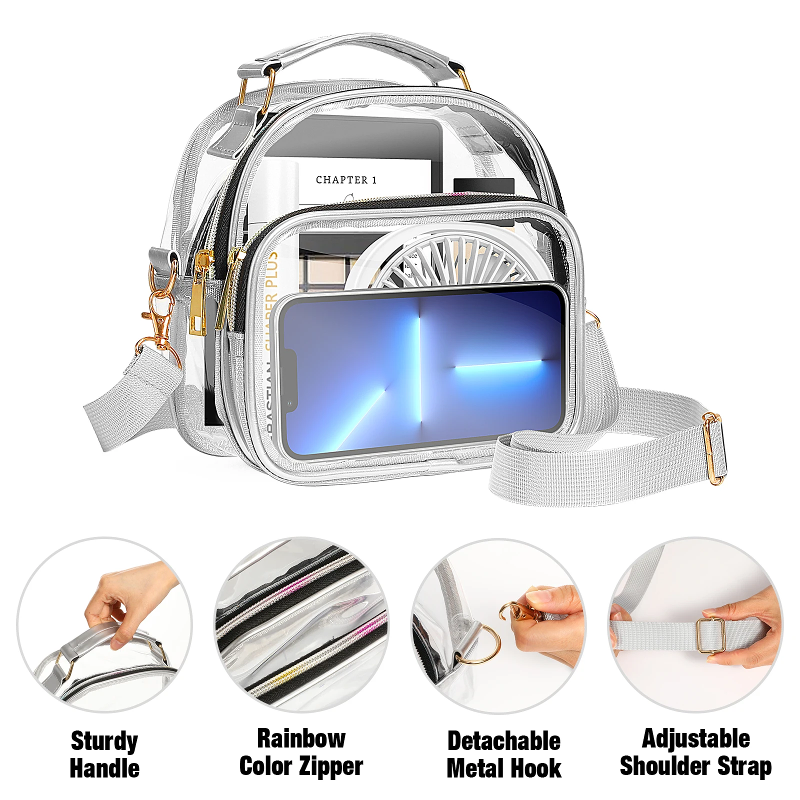 Women PVC Clear Crossbody Bags Stadium Approved Transparent Shoulder Phone Bag Outgoing Carrying Brand Designer Handbags