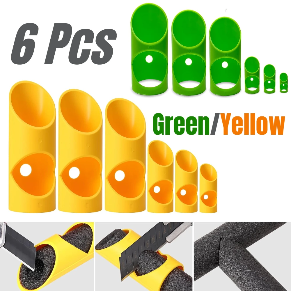 

6PCS Foam Pipe Insulation Cutter Green/Yellow Tool Cutting Guide Clip for Homes Industries Commercial Places Versatile Fixture