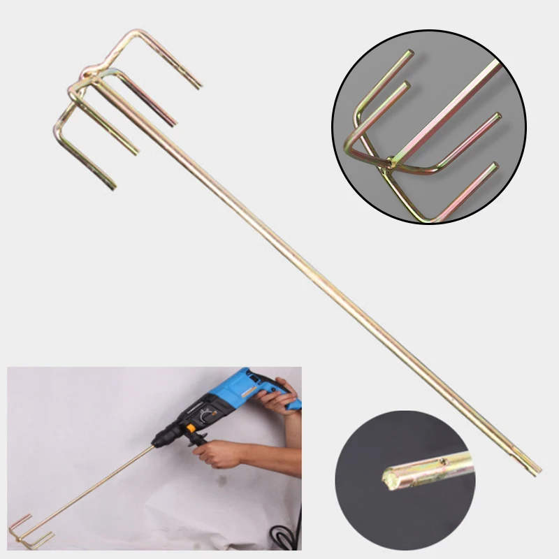 Cement Mixing Rod Mixer Drill Paint Stirring Rod Plaster Mortar Mixing Paddle Putty Powder Coating Paint Electric Mixer Rod Head