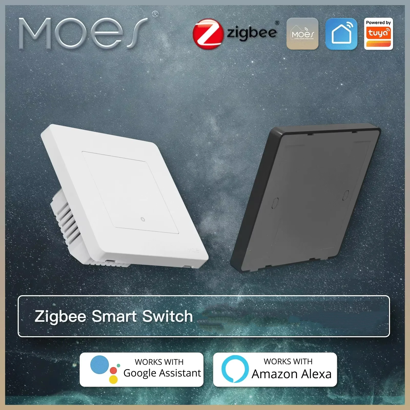 

MOES Star Ring Switches ZigBee3.0 Tuya Smart Push Button Light Switch Smart Life APP Remote Control Work Alexa Google Home Voice