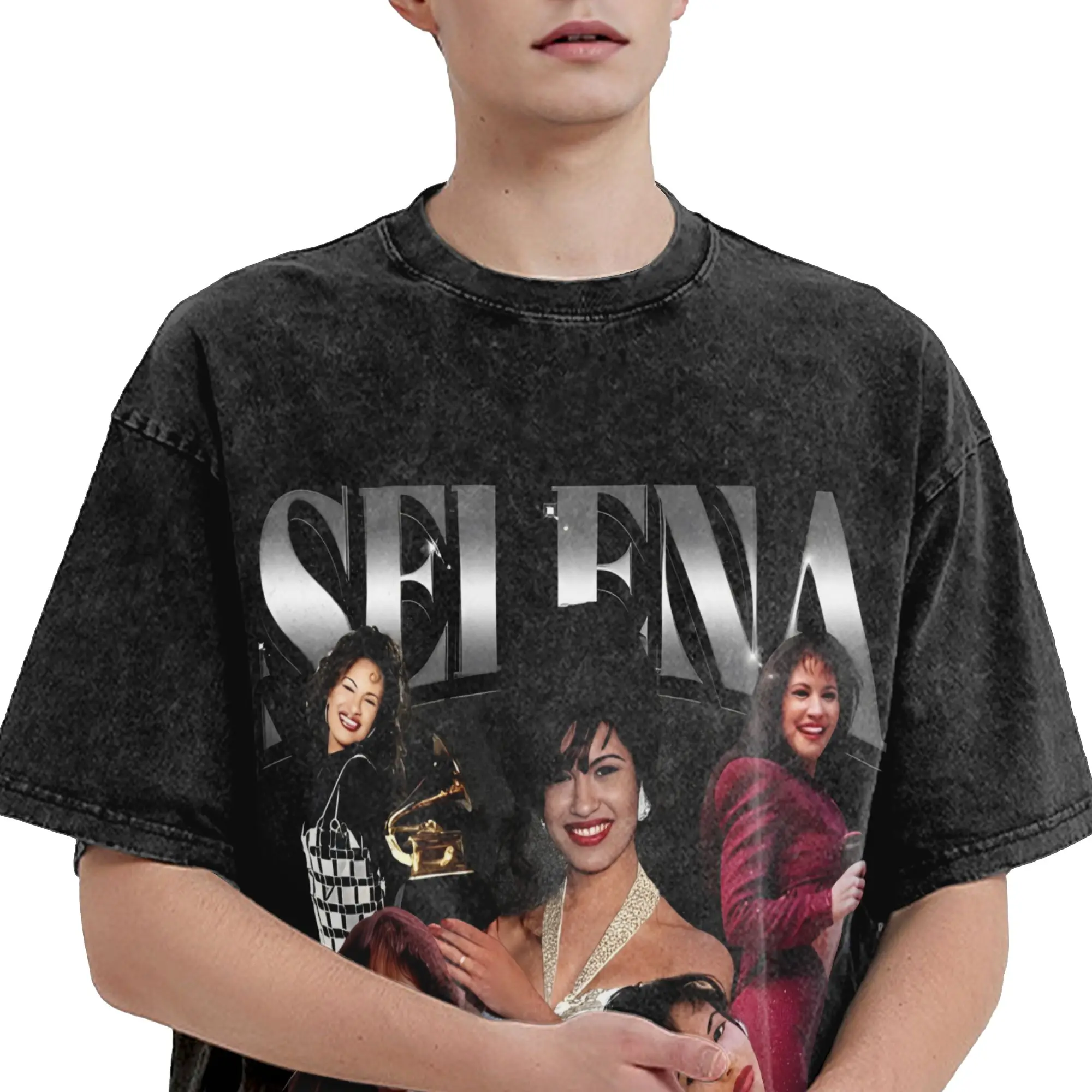 Summer Selena Quintanilla Vintage Collage  Washed T Shirt Outfit Harajuku T-Shirt  for Men Women Tee