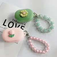 Cute Case for OnePlus Buds Z / Z2 TWS Case tulips / Daisy flower Earphone Silicone cover with Keychain Lanyard