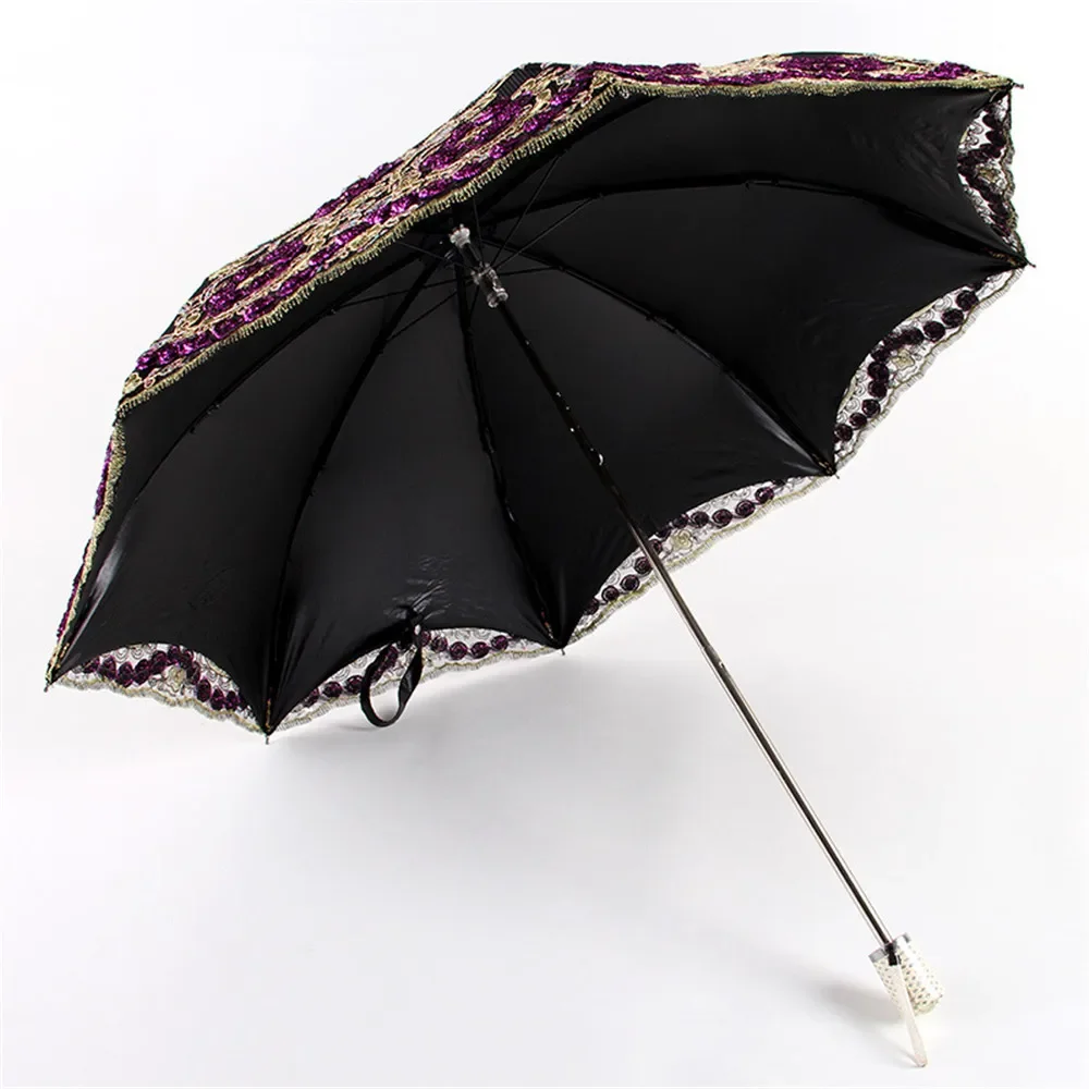 New Fashion Luxury Flower Umbrella Rain Women Dual Folding Double Layer Lace Up Parasol Luxury Umbrellas