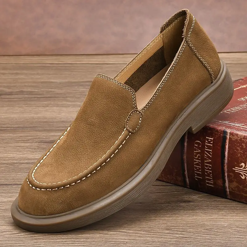 

Мужские модные повседневные кожаные дышащие туфли-слипоны из натуральной кожи высшего качества с резиновой подошвой 2026 года