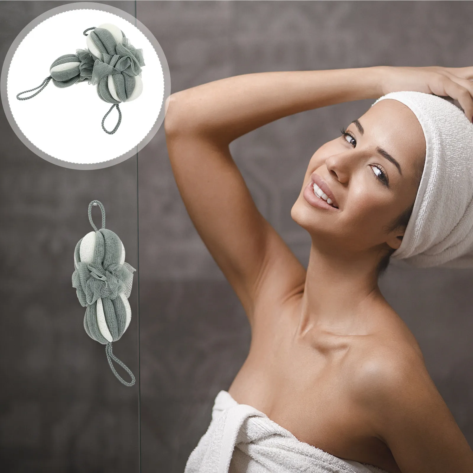 

2Pcs Bathing Balls Long Supple Shower Ball Hanging Rope Relaxing Bubble Foam Bath Supplies for Home Travel Hotel Gift