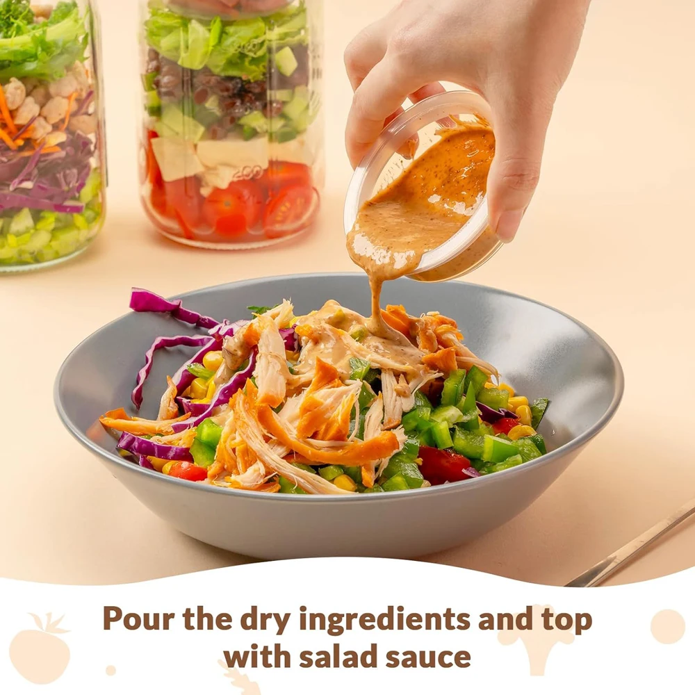 4個入りガラス製サラダジャー 蓋付き、食事準備用、漏れ防止ラ - Meal Prep Jar Salad のレビューと価格
