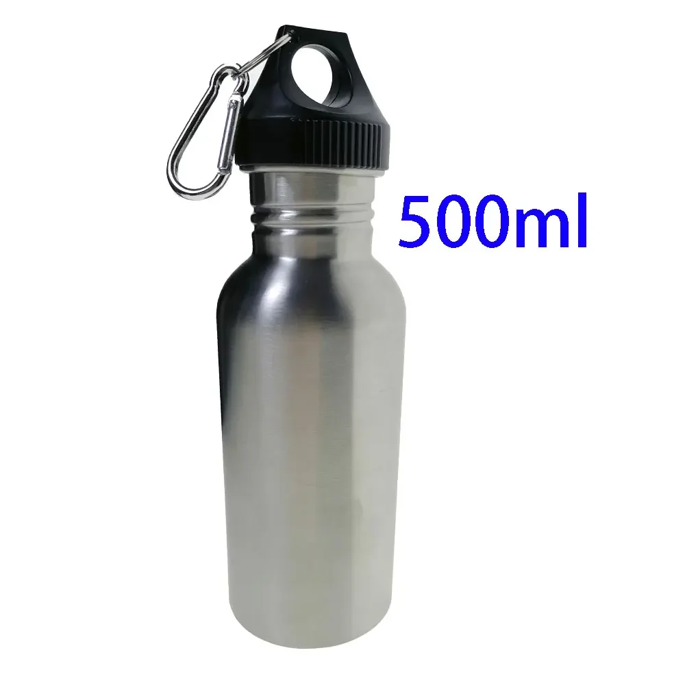 500/750/1000ml Stainless Steel Sports Water Cup Portable Carabiner Yoga Camping Hiking Fishing Mountaineering Outdoor Sports