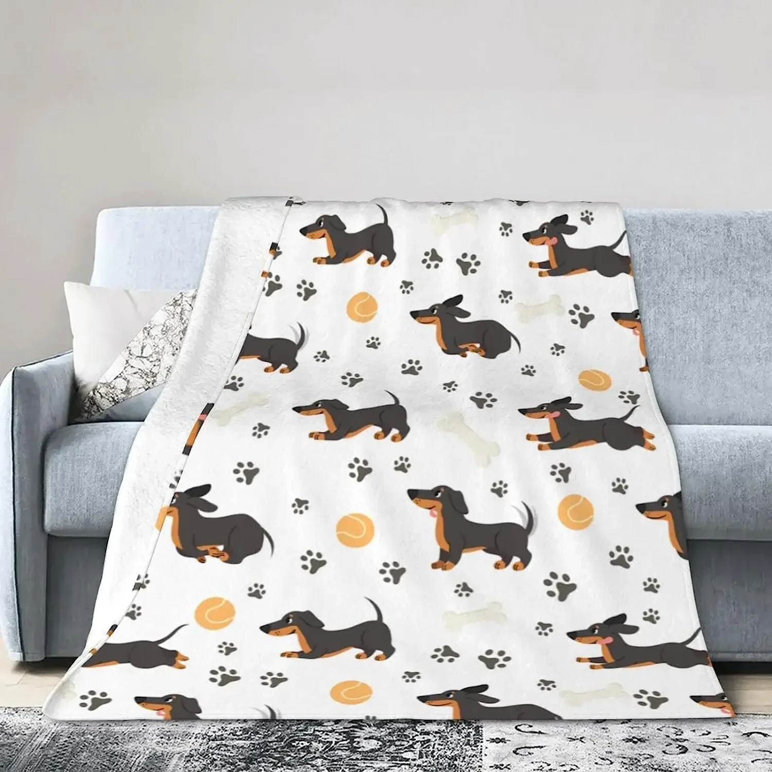 Dachshund Throw Blanket Soft Fleece Blankets Plush Comfy Microfiber Throws Decor for Home Bed Couch Living Room Sofa