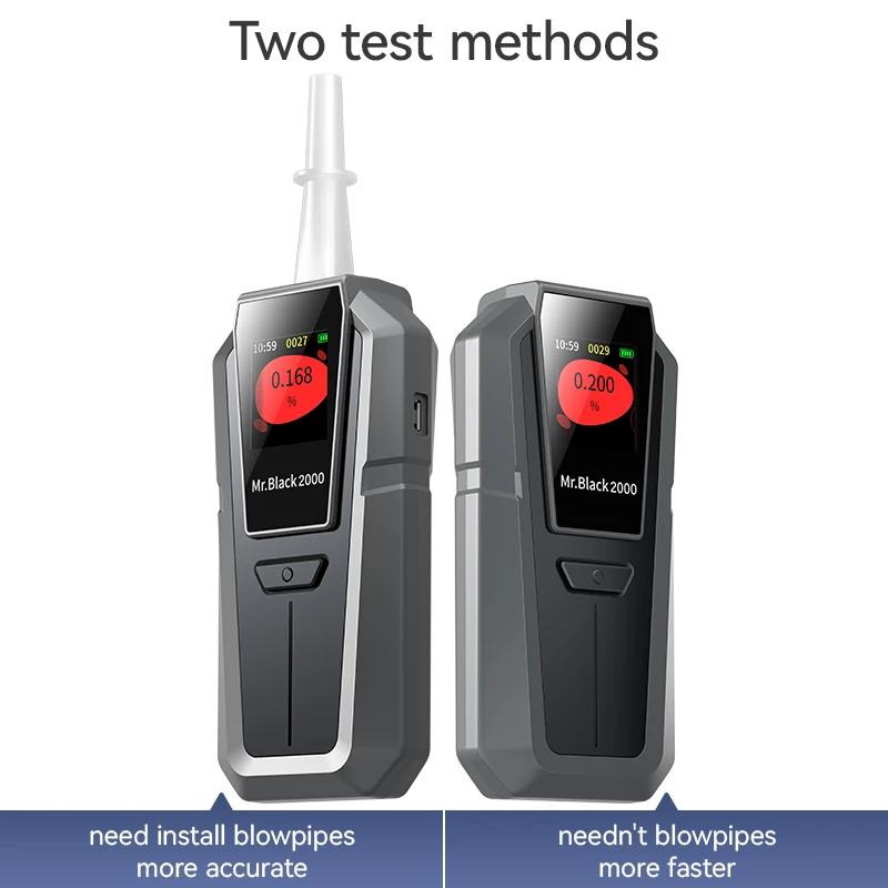 ZW Portable Mouthpiece Police Digital Display Breath Analyzer Alcohol Tester Breathalyzer for personal black cat 2 OE M