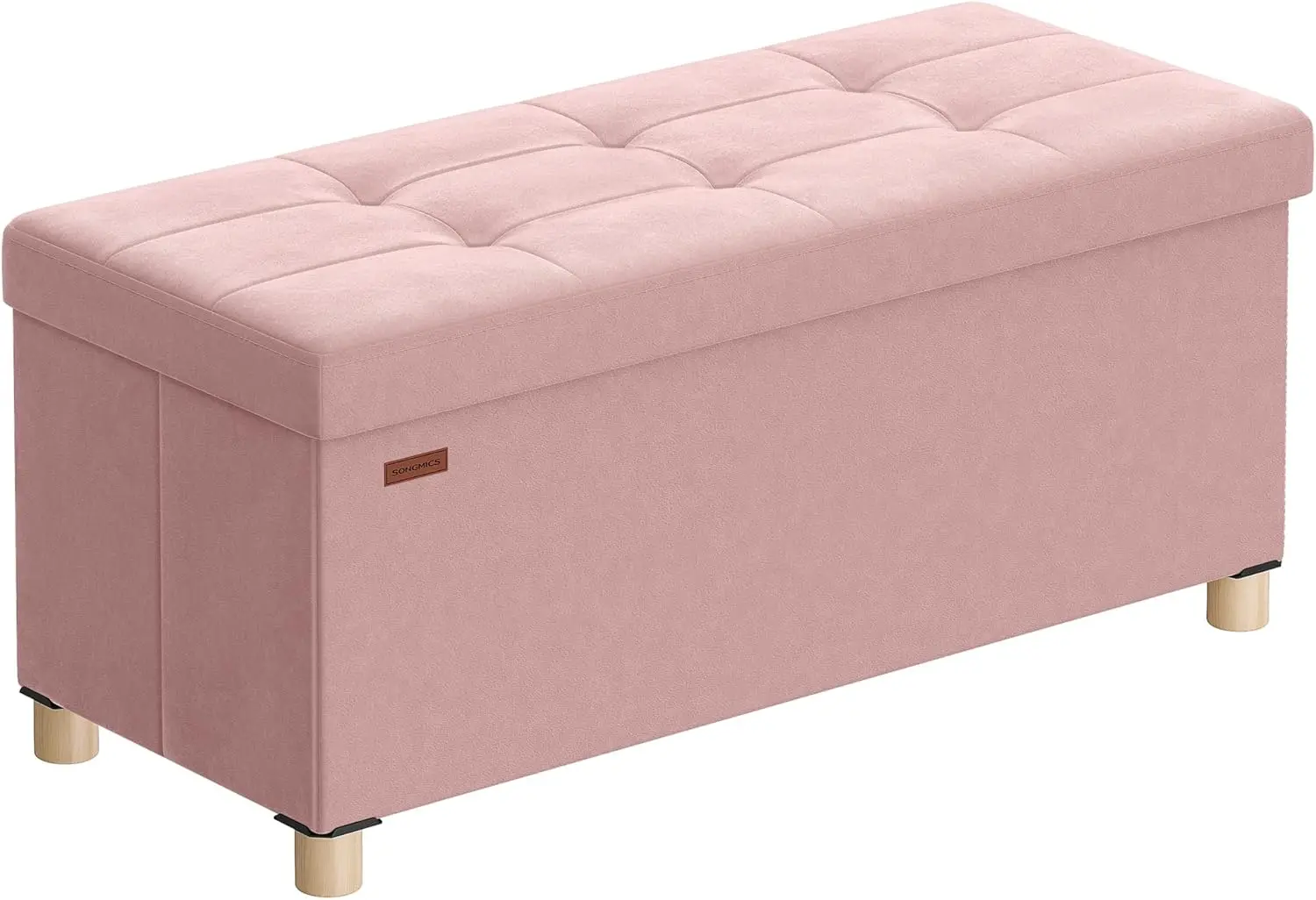 

Folding Storage Ottoman Bench with Velvet Surface, 20 Gal Capacity, Foot Rest Stool for Living Room and Bedroom