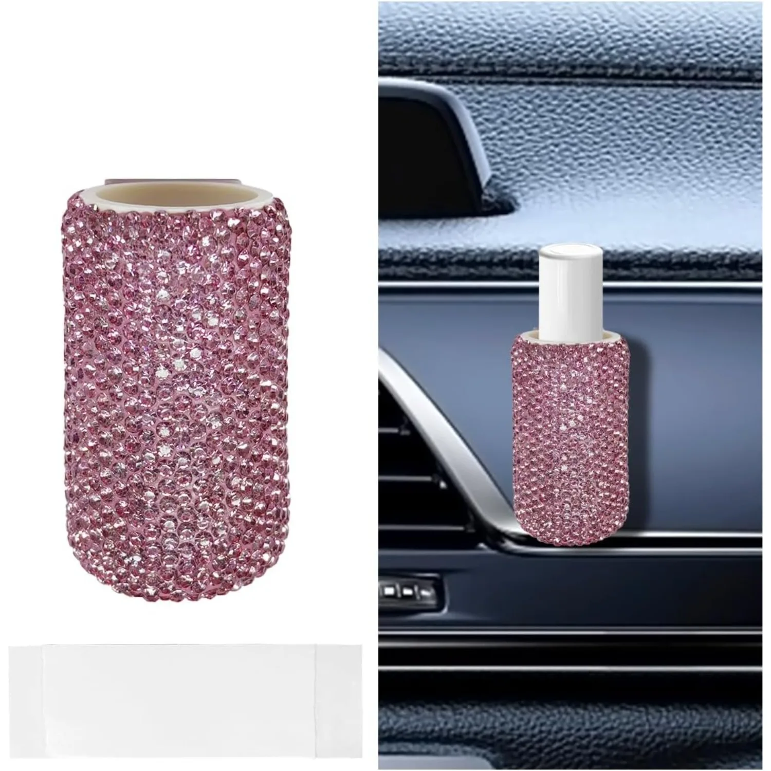 Soporte ostentoso para barra de labios de coche, organizador de lápices labiales sin fusión con diamantes de imitación de cristal, accesorios interiores aislantes para vehículo