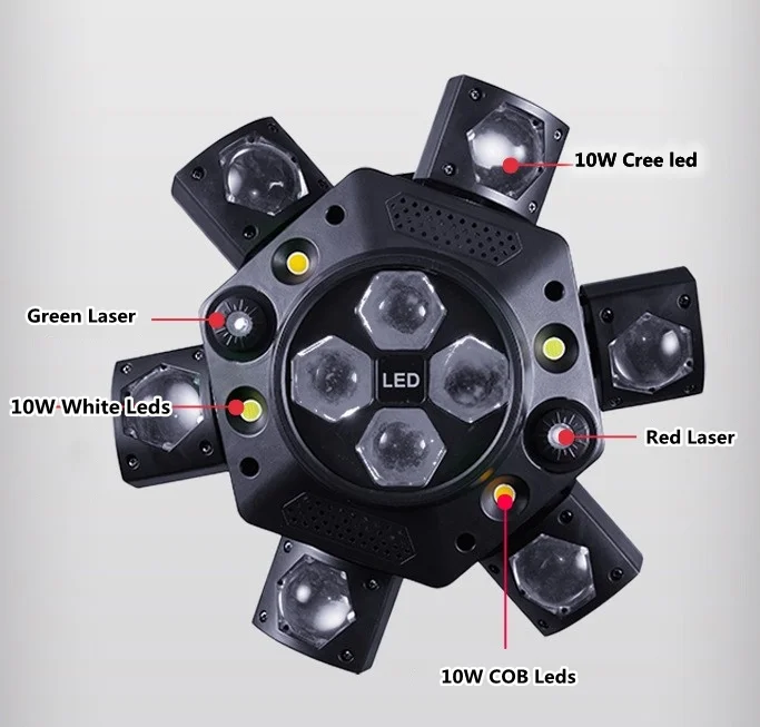 Spider Disco Party KTV Bar DJ Beam Moving Head Rotation Stage Light LED Light