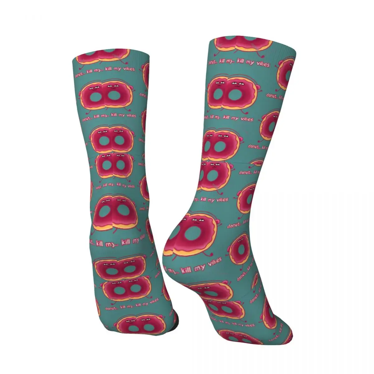 Vintage Kill My Vibes Crazy Men's compression Socks Unisex Donut Dessert Harajuku Pattern Printed Funny Novelty Happy Crew Sock